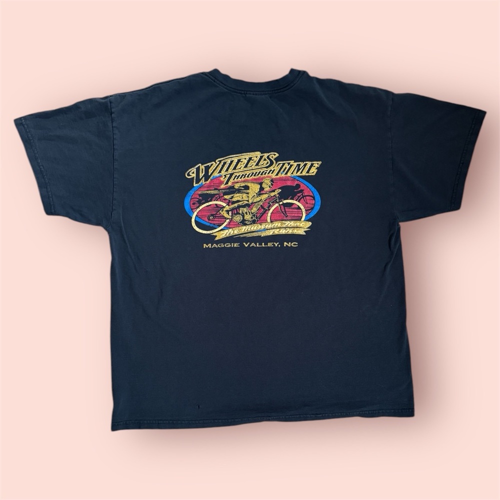 Black Graphic T-Shirt with Motorcycle Design